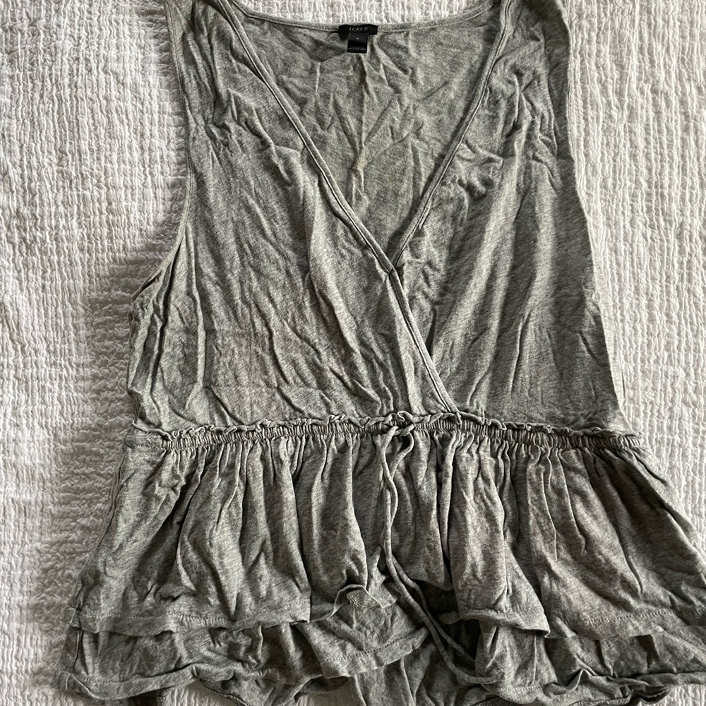 J.Crew Grey cotton peplum cross from tank top
